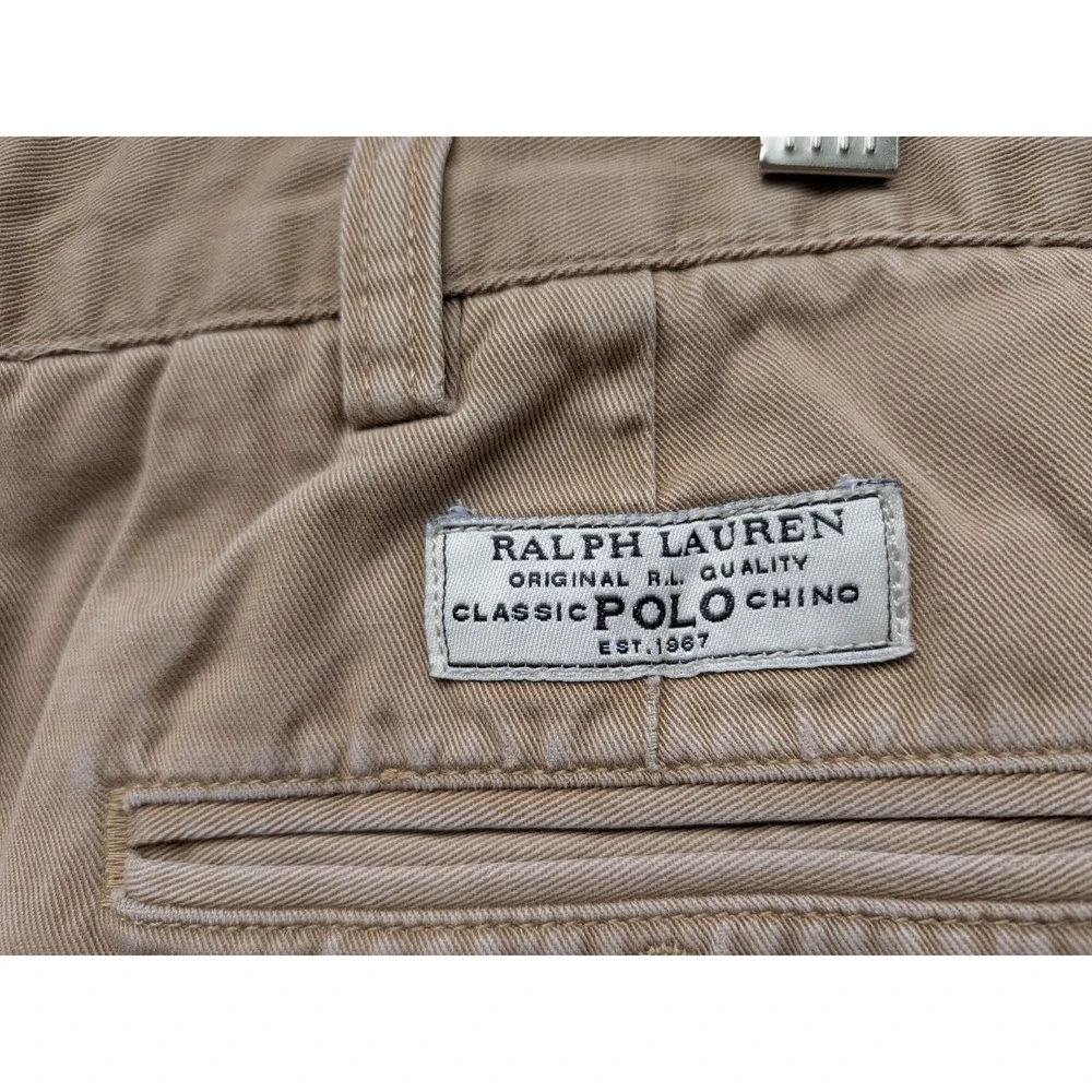 Vintage Y2K Polo Ralph Lauren Prospect Chino Pants 40x32 Khaki Flat Front Preppy